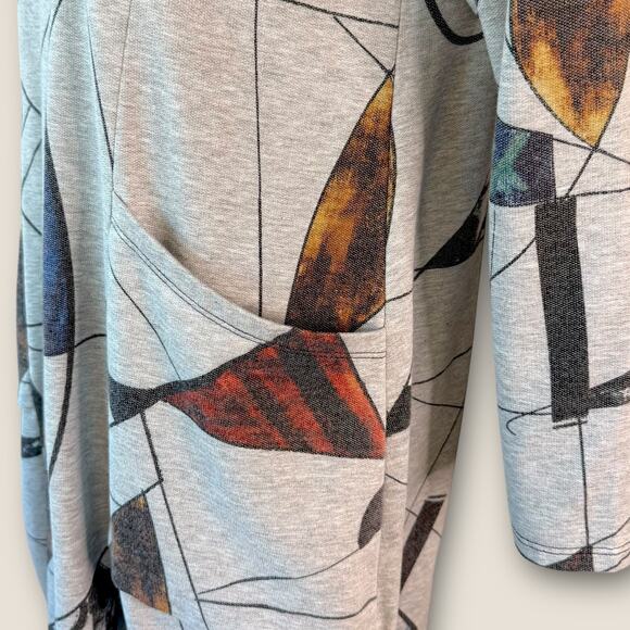 Jess & Jane Long Sleeve Abstract Fleece Lounge T Shirt Tunic Dress Size M Gray - Picture 8 of 13
